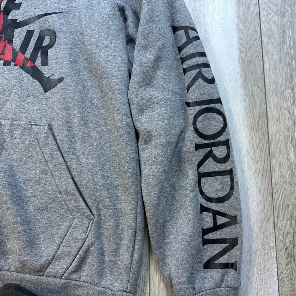 Nike Jordan Jumpman Logo Hoodie Mens Large Gray Black Sweatshirt Hooded Men